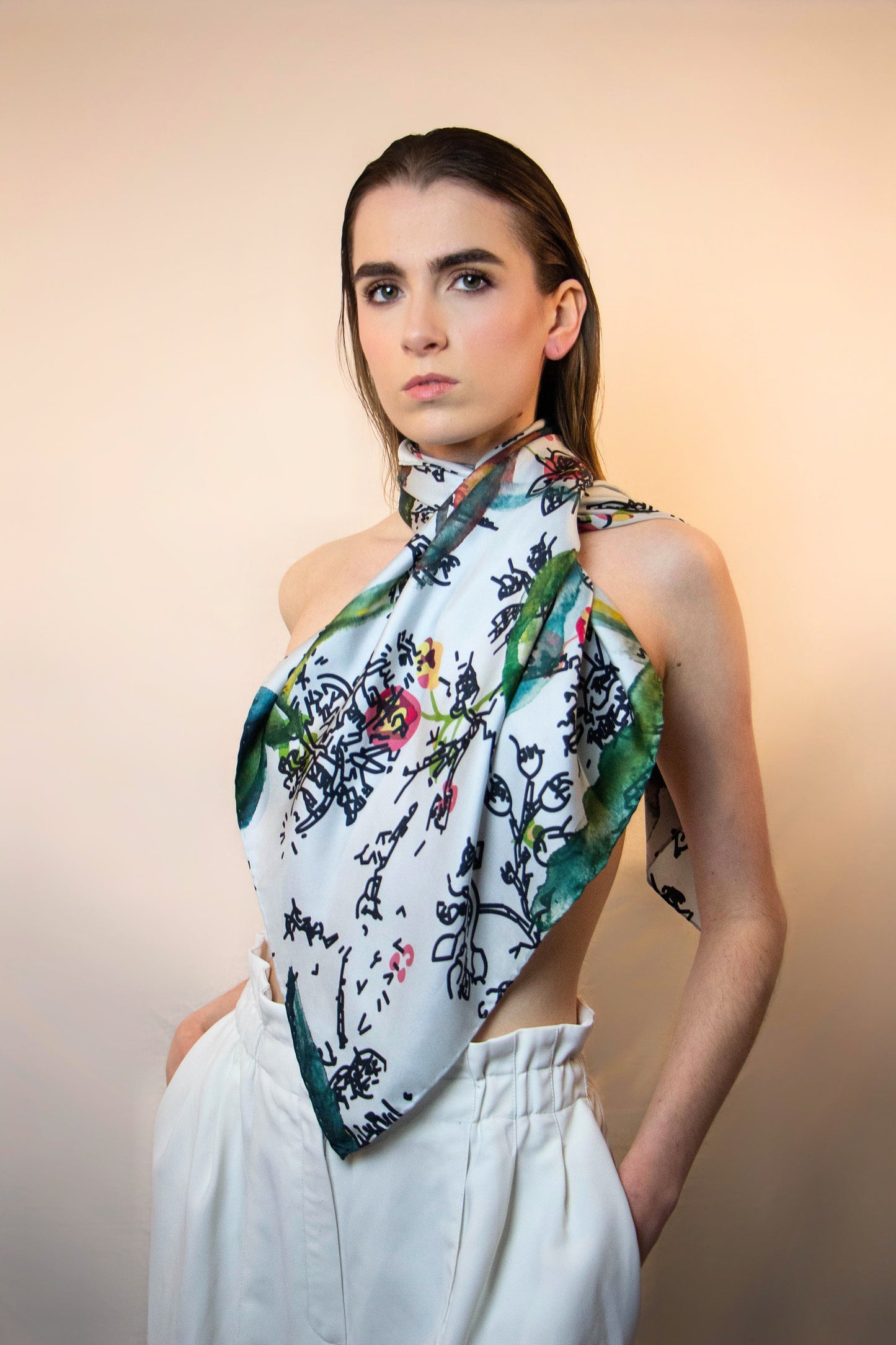 Carré de soie Acqua, Fleurs d'Eau