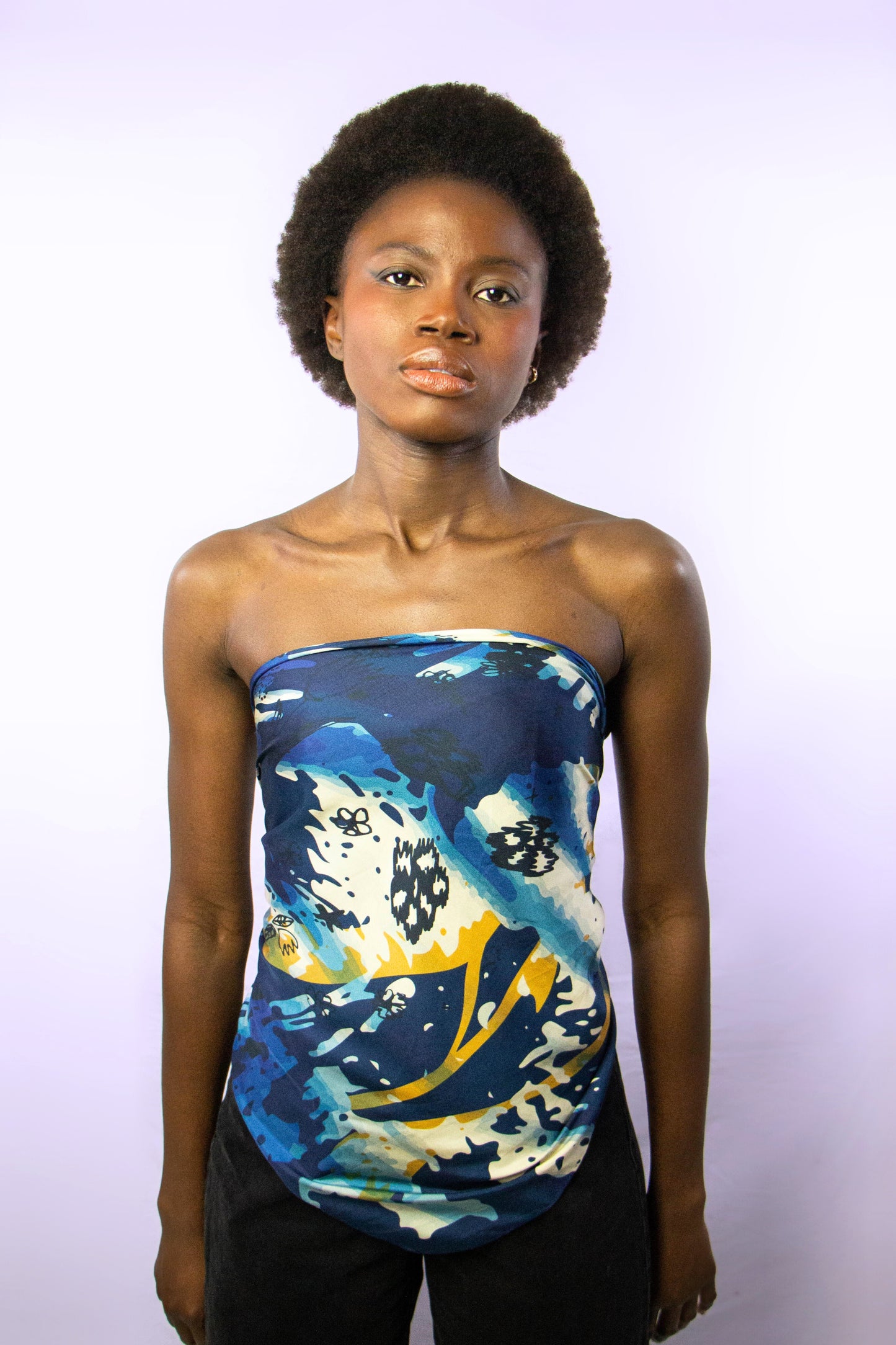 Carré de soie Amarezza, Rêverie en Bleu