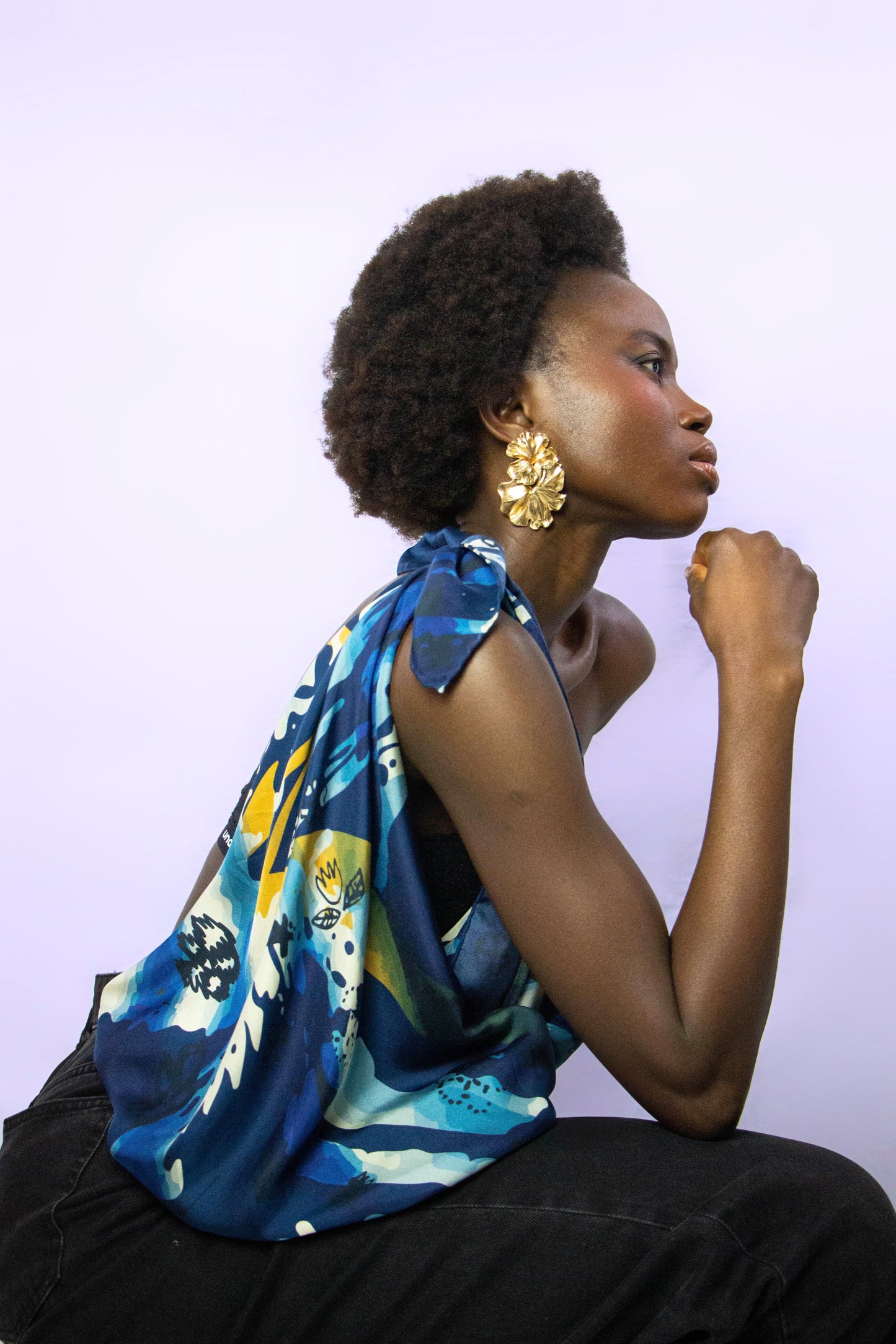 Carré de soie Amarezza, Rêverie en Bleu