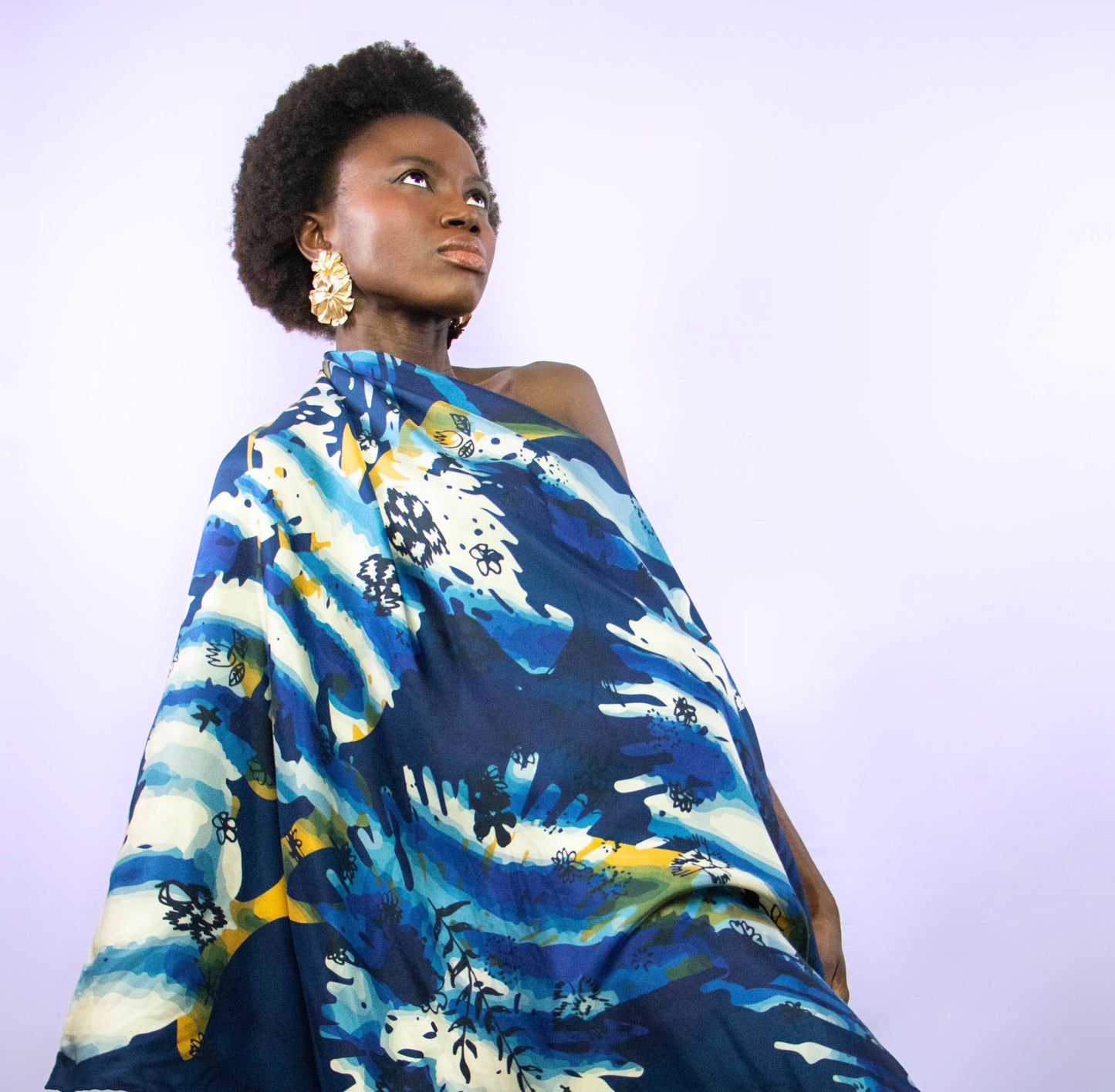 Carré de soie Amarezza, Rêverie en Bleu