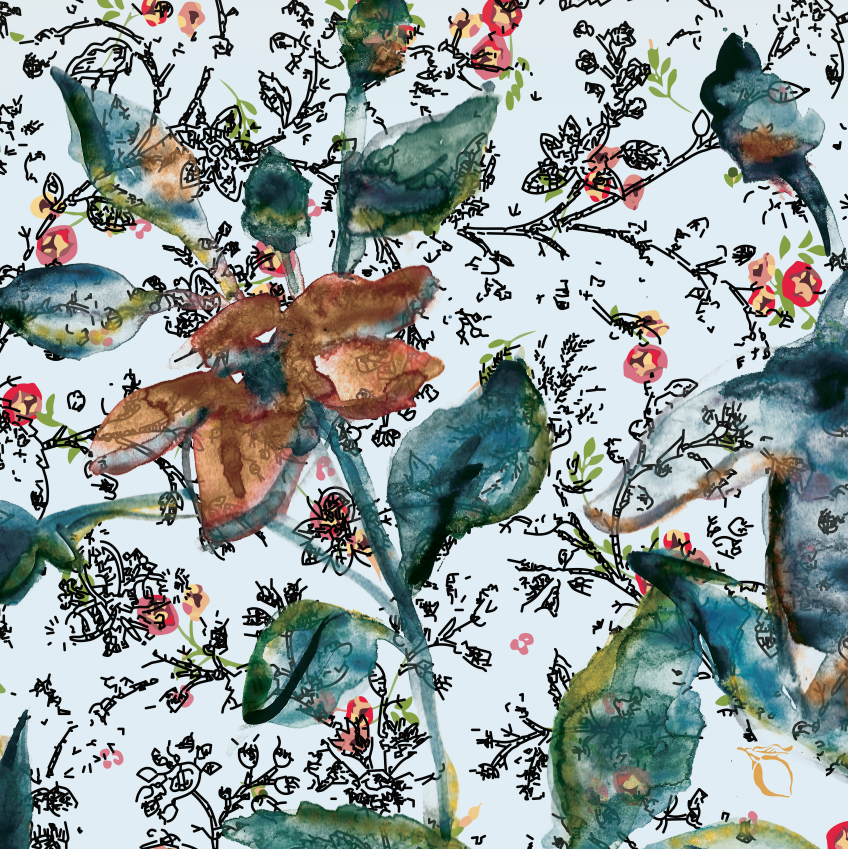 Carré de soie Acqua, Fleurs d'Eau