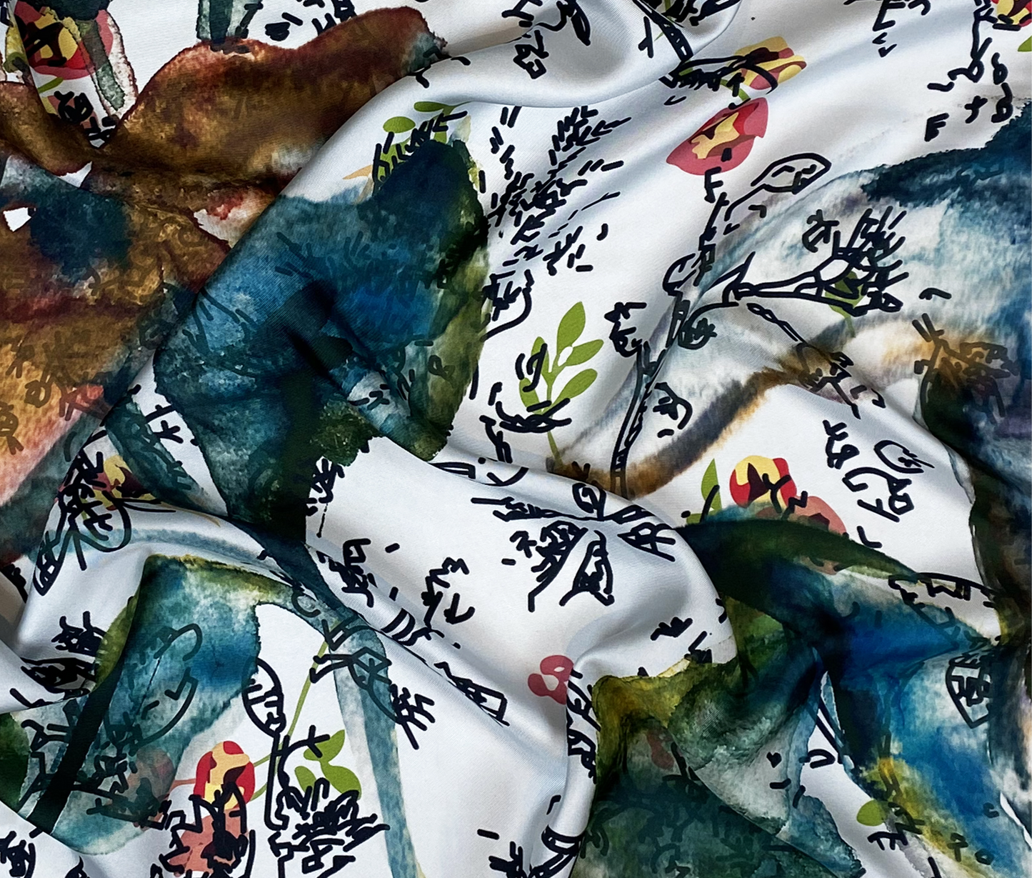 Carré de soie Acqua, Fleurs d'Eau