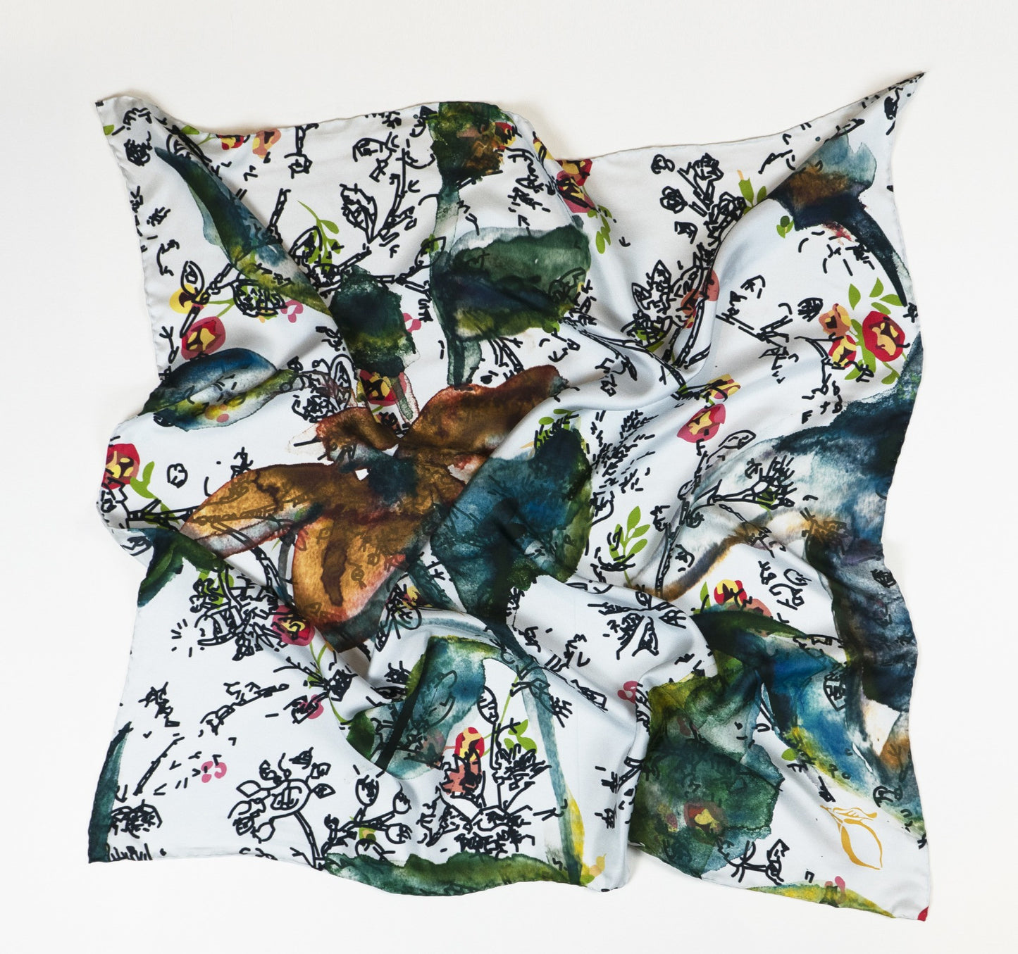 Carré de soie Acqua, Fleurs d'Eau