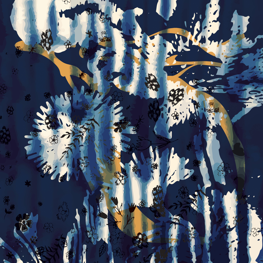 Carré de soie Amarezza, Rêverie en Bleu