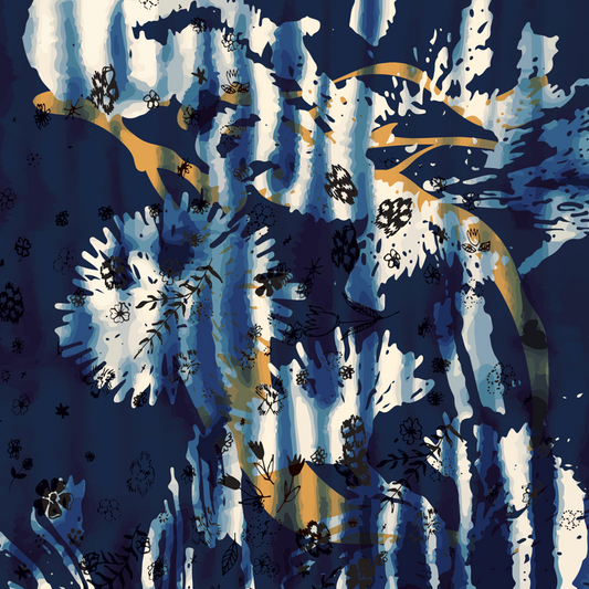 Carré de soie Amarezza, Rêverie en Bleu