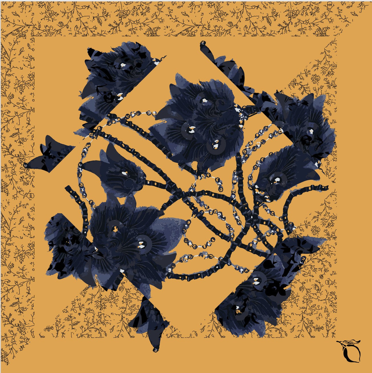 Carré de soie Ardente, Bouquet d'Été